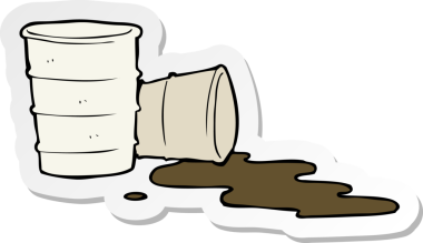 Bir insanın çizdiği karikatür ofis kahvesi etiketi.