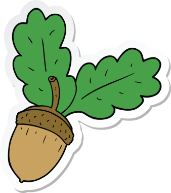 Bir insan tarafından çizilmiş bir palamut çıkartması.