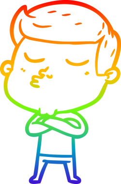 Gökkuşağı gradyan çizgi çizimi Bir insan tarafından çizilen çizgi film modeli adam