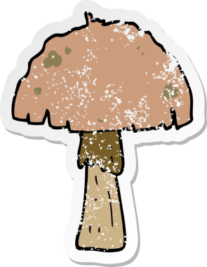 Bir insan tarafından çizilmiş karikatür mantarının sıkıntılı çıkartması