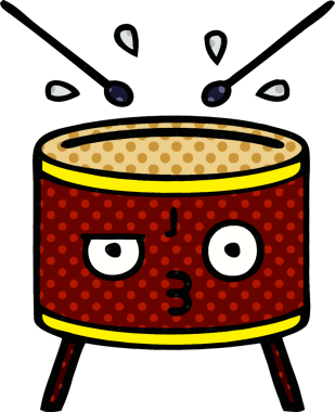 bir insan tarafından çizilmiş bir davul karikatürü.