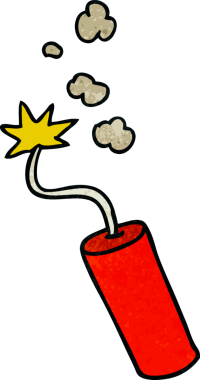 Bir insan tarafından çizilmiş dinamit çubuğunun el yapımı karikatür karalaması.