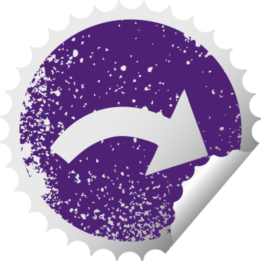 Bir insan tarafından çizilmiş işaretin işaretlenmiş dairesel kabuk soyma etiketi.