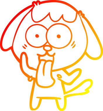 Bir insan tarafından çizilmiş sevimli bir köpeğin sıcak çizgi çizgisi.