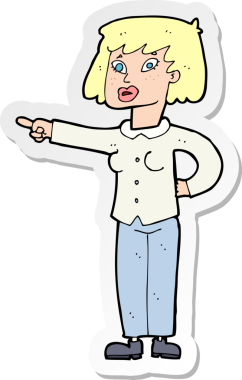 Bir insan tarafından çizilmiş bir karikatür kadının çıkartması.