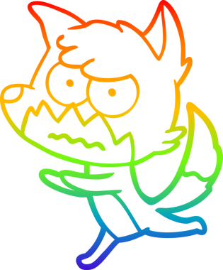 Gökkuşağı gradyan çizgi çizimi bir insan tarafından çizilmiş bir tilki