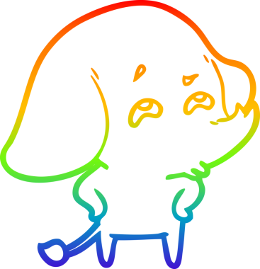 gökkuşağı gradyan çizimi bir insan tarafından çizilmiş bir fil karikatürü