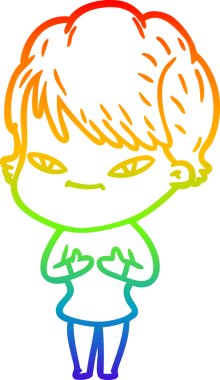 gökkuşağı gradyan çizimi bir insan tarafından çizilmiş mutlu bir kadın çizgi