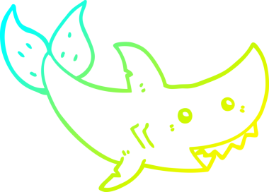 Bir insan tarafından çizilmiş bir karikatür köpek balığı çizimi.