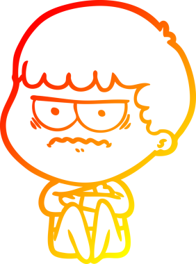 Bir insan tarafından çizilmiş, kızgın bir çizgi film karakteri.