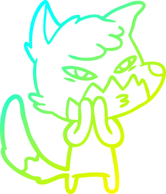 Bir insan tarafından çizilmiş akıllı bir tilkinin soğuk çizgi çizimi.