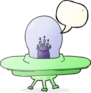 Bir insan tarafından çizilmiş serbest konuşma balonu uçan daire.