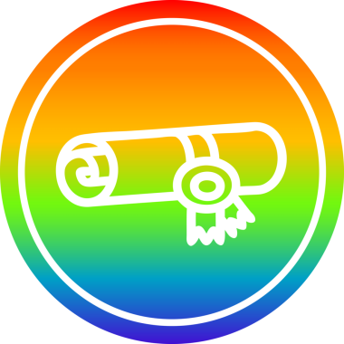 diploma sertifikası dairesel simgesi gökkuşağı gradyanı bir insan tarafından çizilmiş