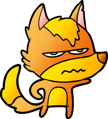 Bir insan tarafından çizilmiş kızgın tilki çizgi film karakteri