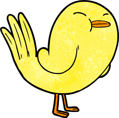 Bir insan tarafından çizilmiş çizgi film kuşu.