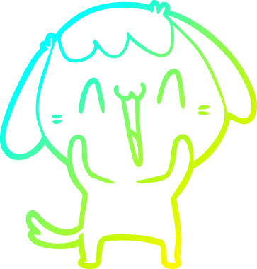 Bir insan tarafından çizilmiş şirin bir çizgi köpeğin soğuk gradyan çizgisi.