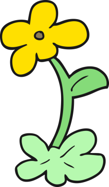 Bir insan tarafından çizilmiş karikatür çiçeği