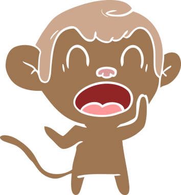 Bir insan tarafından çizilmiş düz renkli çizgi film maymunu