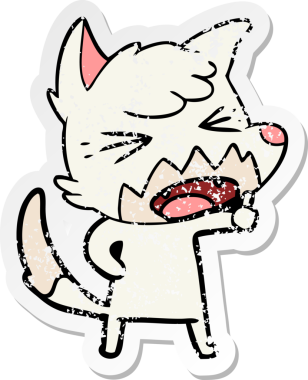 Bir insan tarafından çizilmiş kızgın bir tilkinin sıkıntılı çıkartması.