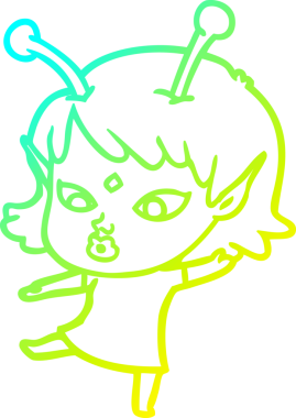 Bir insan tarafından çizilmiş güzel bir uzaylı kız çizimi.