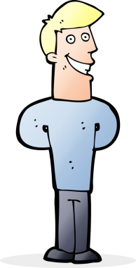 Bir insan tarafından çizilmiş sırıtan bir çizgi film adamı.