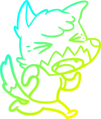 Bir insan tarafından çizilmiş kızgın bir tilkinin soğuk çizgi çizimi.