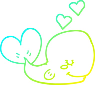 Bir insan tarafından çizilmiş aşık bir balinanın soğuk çizgi çizgisi.