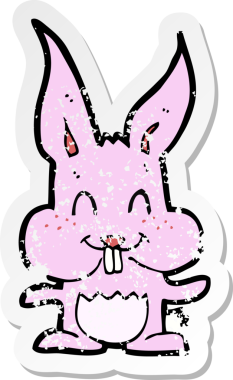 Bir insan tarafından çizilmiş karikatür tavşanın gerilmiş yapıştırması.