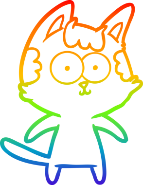 gökkuşağı gradyan çizimi mutlu çizgi film kedisi bir insan tarafından çizildi