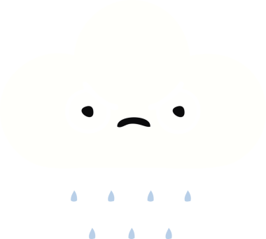 Bir insan tarafından çizilmiş bir yağmur bulutunun düz renkli retro karikatürü