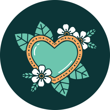 Bir insan tarafından çizilmiş botanik bir kalbin ikonik dövmesi.