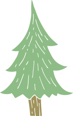 Bir insan tarafından çizilmiş çam ağaçları.