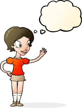 Bir insan tarafından çizilmiş düşünce balonlu bir kadın.