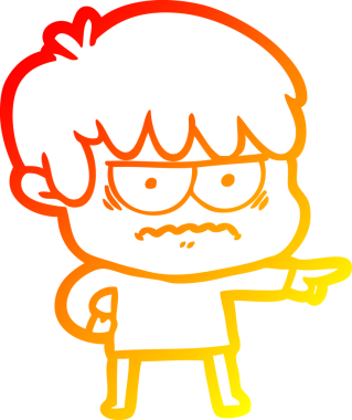 Bir insan tarafından çizilmiş kızgın çizgi film çocuğunun sıcak çizgi çizimi.