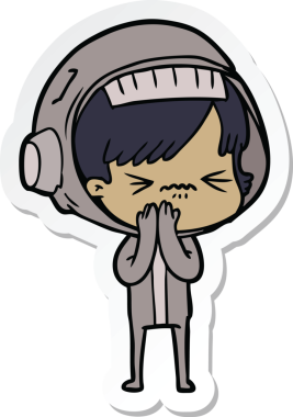 Bir insan tarafından çizilmiş kızgın bir uzay kızının çıkartması.