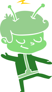 Bir insan tarafından çizilmiş düz renkli çizgi film uzay adamı.