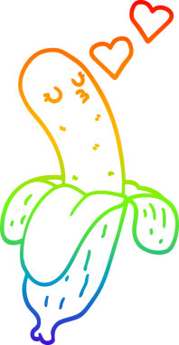 Gökkuşağı gradyan çizgi çizimi bir insan tarafından çizilmiş bir muzlu çizgi