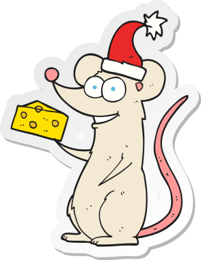 Bir insan tarafından çizilmiş bir karikatür Noel faresinin çıkartması.