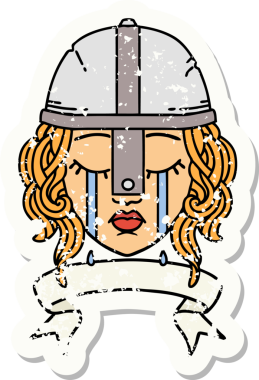 Retro Dövme Tarzı Ağlayan insan savaşçı karakteri Bir insan tarafından çizilmiş pankartıyla