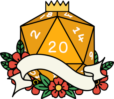 Retro Dövme Biçimi Doğal 20 D20 zar bir insan tarafından çizildi