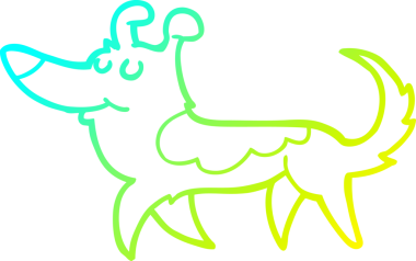 Bir insan tarafından çizilen çizgi film köpeğinin soğuk gradyan çizgisi.