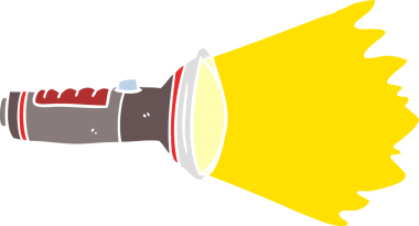 Bir insan tarafından çizilmiş düz renk karikatür elektrik meşalesi