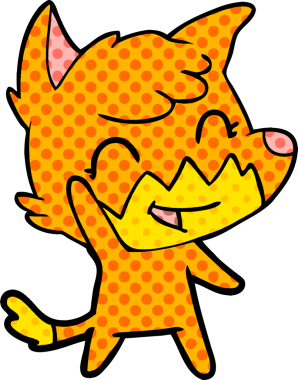 Bir insan tarafından çizilmiş mutlu çizgi film tilkisi.