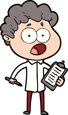 Bir insan tarafından çizilmiş bir karikatür adamı şaşkınlıkla nefes nefese kaldı.