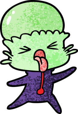 Bir insan tarafından çizilmiş garip bir uzaylı çizgi filmi.