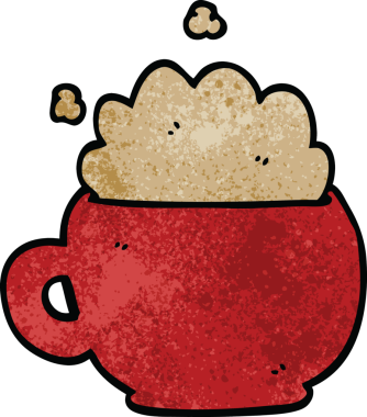 Bir insan tarafından çizilmiş köpüklü latte.