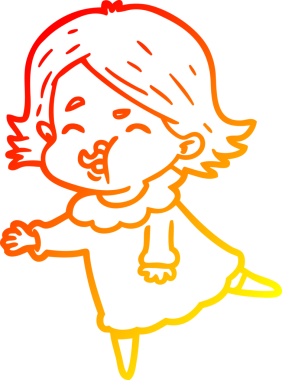 Bir insan tarafından çizilmiş bir çizgi film kızının sıcak çizgi çizimi.