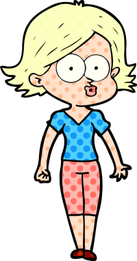 Çizgi film kızı somurtuyor bir insan tarafından