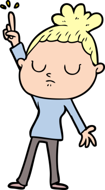 Bir insan tarafından çizilmiş sakin bir kadın çizgi filmi.