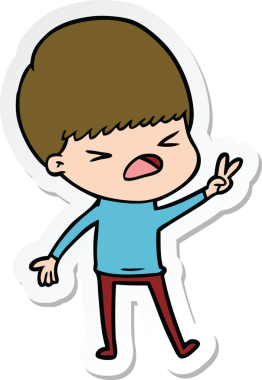 Bir insan tarafından çizilmiş bir karikatür çıkartması.